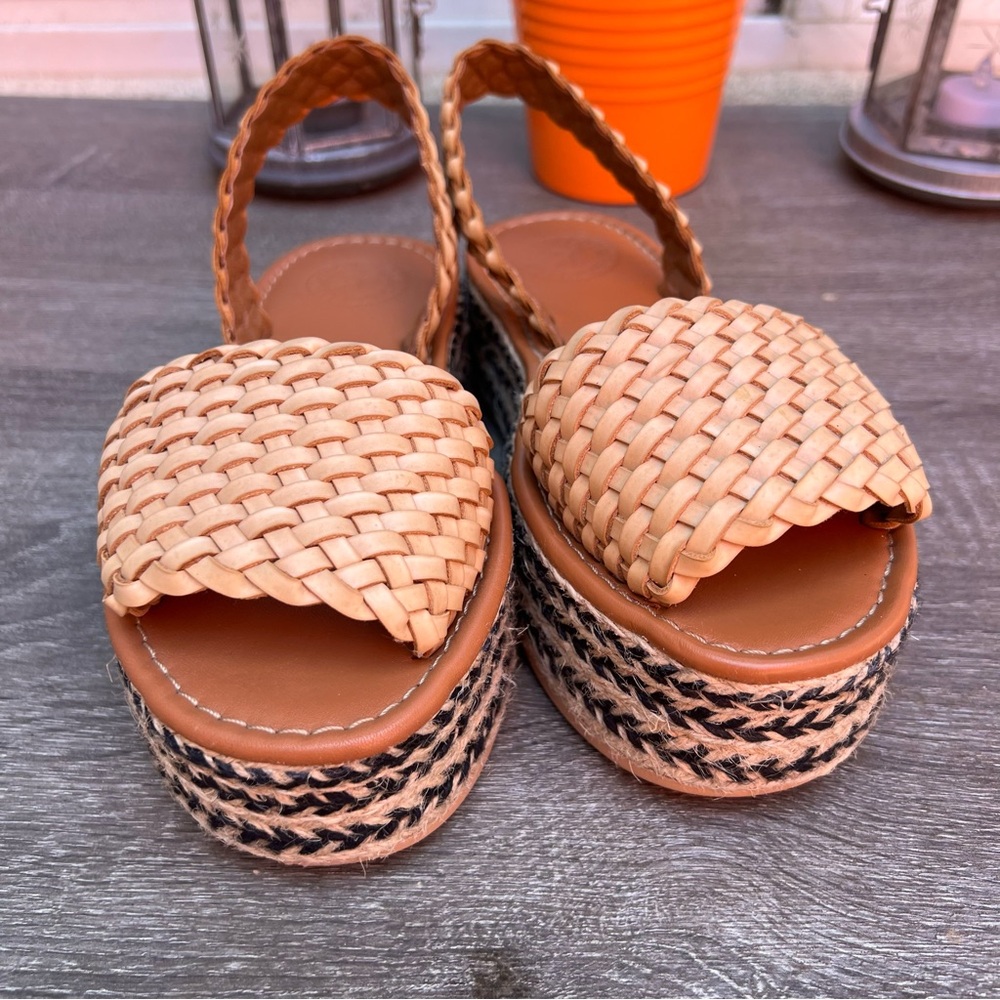 Woven Penelope Chilvers Leather Plaited Espadrilles Garnet Hill Platform Sandals - Picture 2 of 7